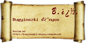 Bugyinszki Ányos névjegykártya